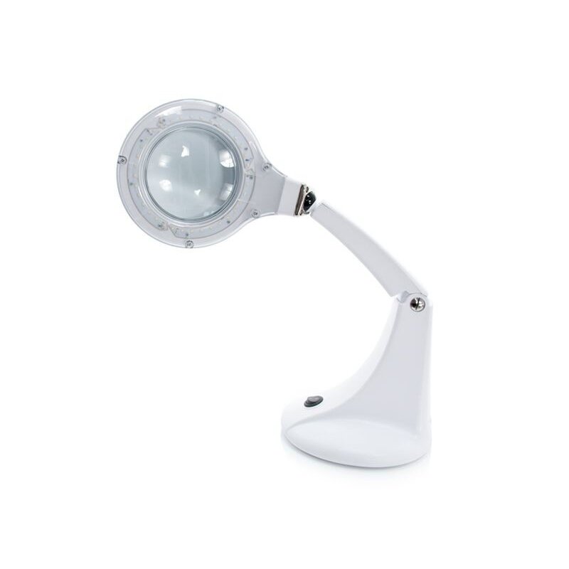 ELEGANTE RED LINE profesionali kosmetologinė stalinė LED lempa - lupa ELEGANTE MINI 30 SMD 5D, baltos spalvos ELEGANTE RED LINE profesionali kosmetologinė stalinė LED lempa - lupa ELEGANTE MINI 30 SMD 5D, baltos spalvos