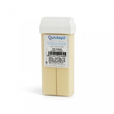 QUICKEPIL kasetinis vaškas depiliacijai cinko-argano, 110 g. QUICKEPIL kasetinis vaškas depiliacijai cinko-argano, 110 g.