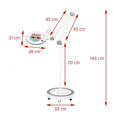 ELEGANTE RED LINE profesionali kosmetologinė lempa lupa ELEGANTE 6014 60 LED SMD 5D 7