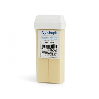 QUICKEPIL kasetinis vaškas depiliacijai cinko-argano, 110 g. QUICKEPIL kasetinis vaškas depiliacijai cinko-argano, 110 g.