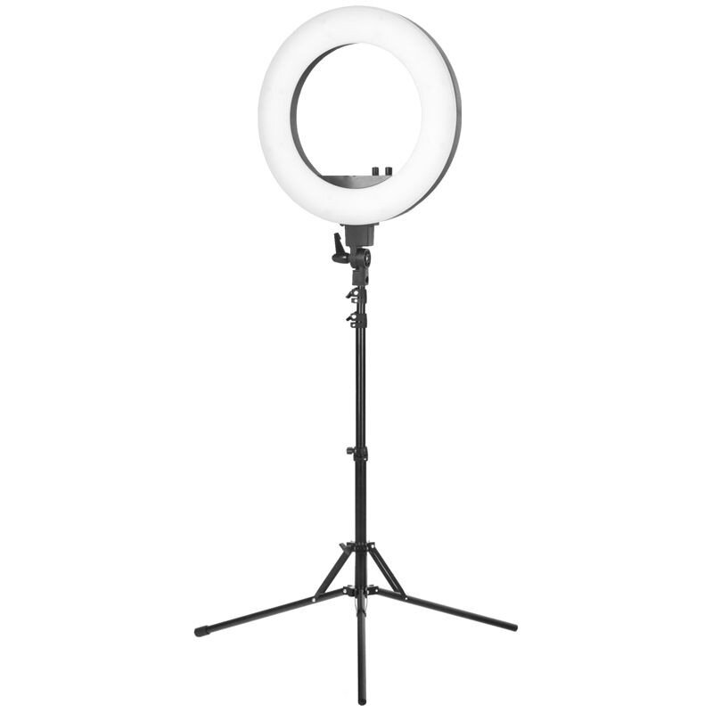 Profesionali lempa makiažo meistrams LED RING LIGHT stovas + telefono laikiklis + šviesos reguliavimas 18" (48w) Profesionali lempa makiažo meistrams LED RING LIGHT stovas + telefono laikiklis + šviesos reguliavimas 18" (48w)