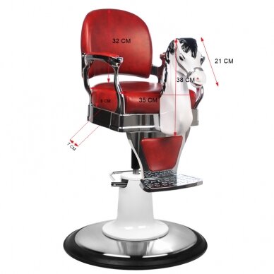 Profesionali vaikiška kirpyklos kėdė grožio ir barberių salonams ARKLIUKAS, bordo spalvos 3 Profesionali vaikiška kirpyklos kėdė grožio ir barberių salonams ARKLIUKAS, bordo spalvos 3