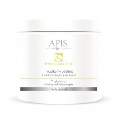 APIS PINA COLADA šveitiklis kūnui su liofilizuotais ananasais, 650 g. APIS PINA COLADA šveitiklis kūnui su liofilizuotais ananasais, 650 g.