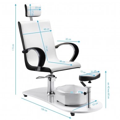 Profesionalus SPA fotelis pedikiūrui su masažo funkcija ir vonele MOD308, baltas 4 Profesionalus SPA fotelis pedikiūrui su masažo funkcija ir vonele MOD308, baltas 4