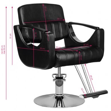 Profesionali kirpėjo kėdė kirpykloms ir barberio salonams HAIR SYSTEM HS52, juodos spalvos 4 Profesionali kirpėjo kėdė kirpykloms ir barberio salonams HAIR SYSTEM HS52, juodos spalvos 4