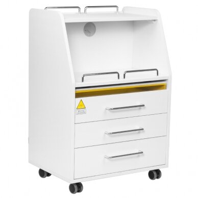 Profesionalus podologinis vežimėlis-spintelė kosmetologams su UV sanitizatoriumi MOD 601, baltos spalvos 8 Profesionalus podologinis vežimėlis-spintelė kosmetologams su UV sanitizatoriumi MOD 601, baltos spalvos 8