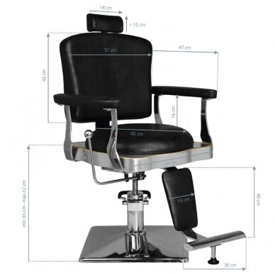 Profesionali barberio kėdė kirpykloms ir grožio salonams SM180, juodos spalvos 5 Profesionali barberio kėdė kirpykloms ir grožio salonams SM180, juodos spalvos 5