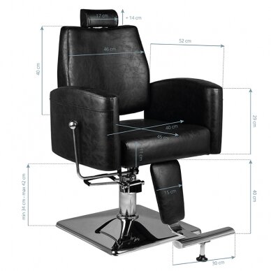 Profesionali barberio kėdė kirpykloms ir grožio salonams SM184, juodos spalvos 5 Profesionali barberio kėdė kirpykloms ir grožio salonams SM184, juodos spalvos 5