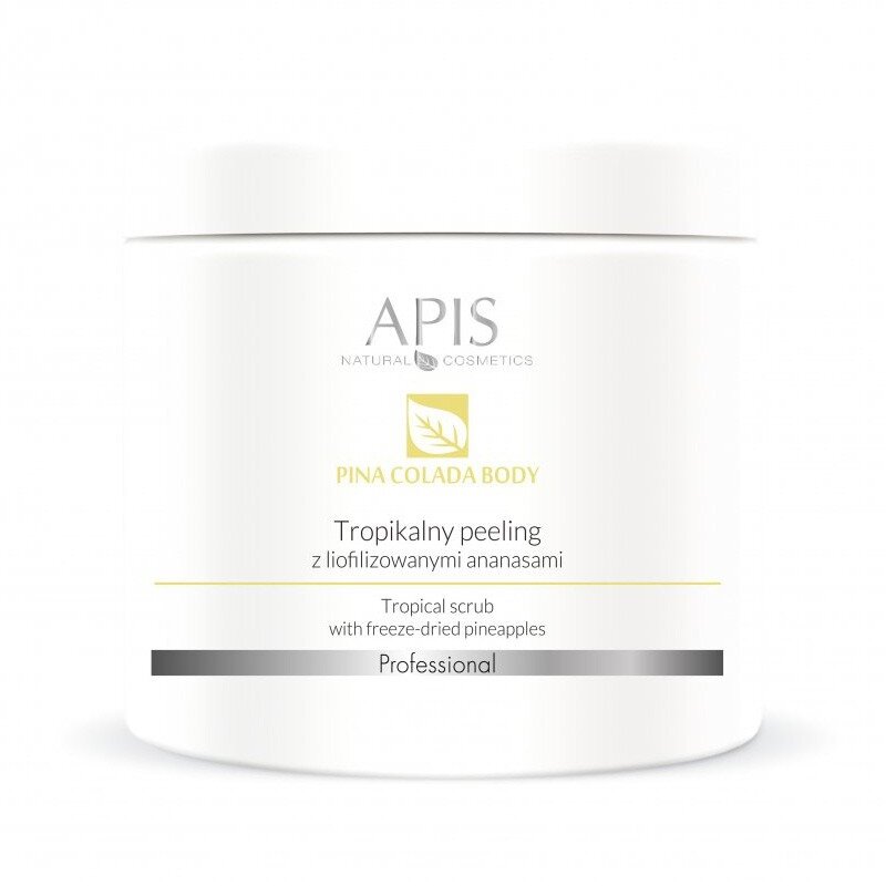 APIS PINA COLADA šveitiklis kūnui su liofilizuotais ananasais, 650 g. APIS PINA COLADA šveitiklis kūnui su liofilizuotais ananasais, 650 g.