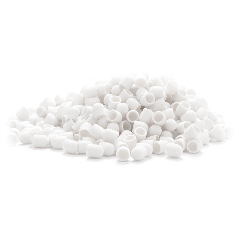 EXO PROFESSIONAL abrazyviniai antgaliai pedikiūro procedūroms 13mm/#60, 500 vnt. HARD CAP WHITE