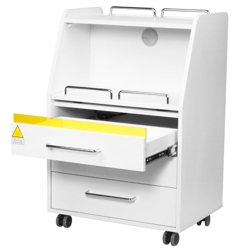 Profesionalus podologinis vežimėlis-spintelė kosmetologams su UV sanitizatoriumi MOD 601, baltos spalvos 2 Profesionalus podologinis vežimėlis-spintelė kosmetologams su UV sanitizatoriumi MOD 601, baltos spalvos 2