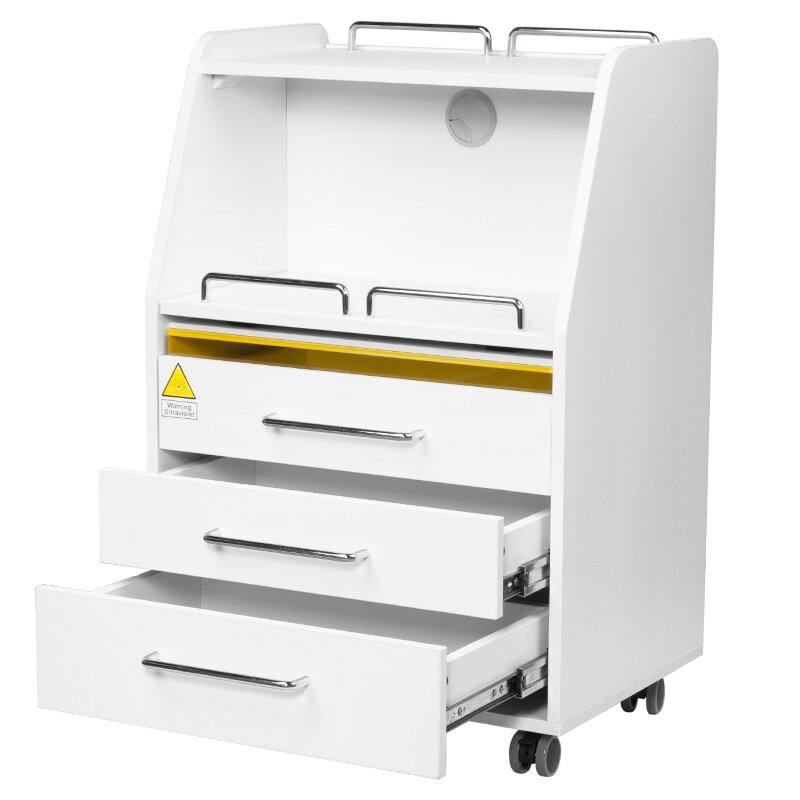 Profesionalus podologinis vežimėlis-spintelė kosmetologams su UV sanitizatoriumi MOD 601, baltos spalvos 3 Profesionalus podologinis vežimėlis-spintelė kosmetologams su UV sanitizatoriumi MOD 601, baltos spalvos 3