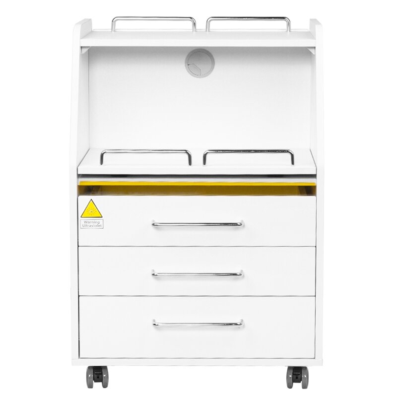 Profesionalus podologinis vežimėlis-spintelė kosmetologams su UV sanitizatoriumi MOD 601, baltos spalvos 7