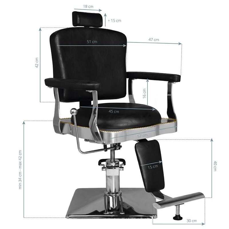 Profesionali barberio kėdė kirpykloms ir grožio salonams SM180, juodos spalvos 5 Profesionali barberio kėdė kirpykloms ir grožio salonams SM180, juodos spalvos 5