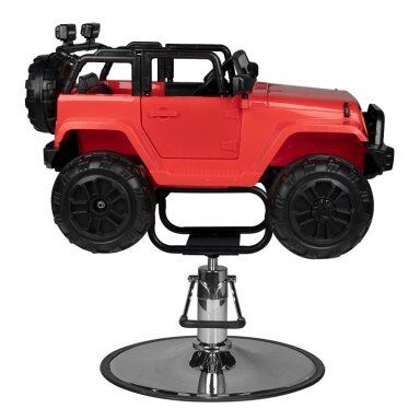Profesionali vaikiška kirpyklos kėdė JEEP, raudonos spalvos Profesionali vaikiška kirpyklos kėdė JEEP, raudonos spalvos
