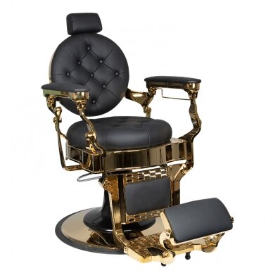 Profesionali barberio kėdė kirpykloms ir grožio salonams GABBIANO CLAUDIUS GOLD, juodos spalvos Profesionali barberio kėdė kirpykloms ir grožio salonams GABBIANO CLAUDIUS GOLD, juodos spalvos