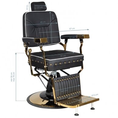 Profesionali barberio kėdė kirpykloms ir grožio salonams GABBIANO FILIPPO GOLD, juodos spalvos 5 Profesionali barberio kėdė kirpykloms ir grožio salonams GABBIANO FILIPPO GOLD, juodos spalvos 5