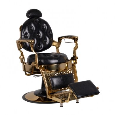 Profesionali barberio kėdė grožio salonams GABBIANO TITO GOLD, juodos spalvos Profesionali barberio kėdė grožio salonams GABBIANO TITO GOLD, juodos spalvos