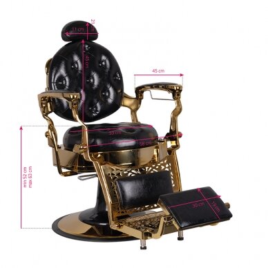 Profesionali barberio kėdė grožio salonams GABBIANO TITO GOLD, juodos spalvos 7 Profesionali barberio kėdė grožio salonams GABBIANO TITO GOLD, juodos spalvos 7