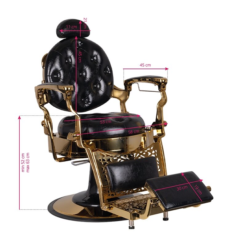 Profesionali barberio kėdė grožio salonams GABBIANO TITO GOLD, juodos spalvos 7 Profesionali barberio kėdė grožio salonams GABBIANO TITO GOLD, juodos spalvos 7