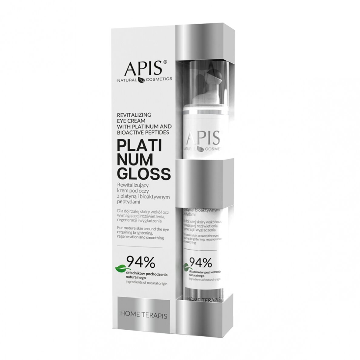 APIS HOME TERAPIS PLATINUM GLOSS atnaujinantis paakių kremas su platina ir bioaktyviais peptidais, 10 ml APIS HOME TERAPIS PLATINUM GLOSS atnaujinantis paakių kremas su platina ir bioaktyviais peptidais, 10 ml