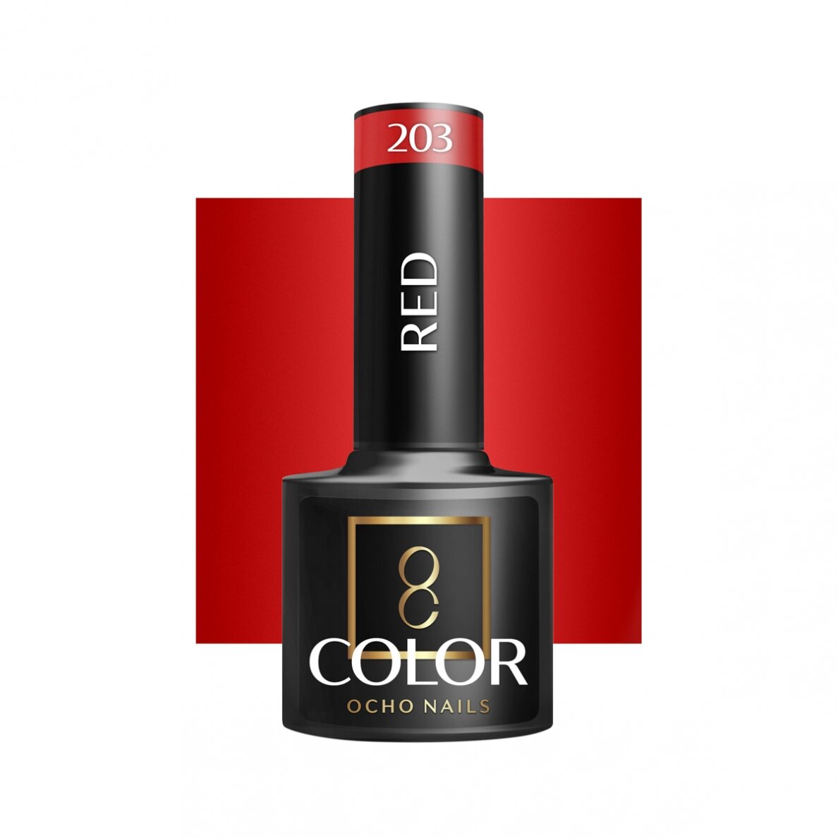 OCHO NAILS ilgalaikis hibridinis nagų lakas manikiūrui RED 203, 5 g. OCHO NAILS ilgalaikis hibridinis nagų lakas manikiūrui RED 203, 5 g.