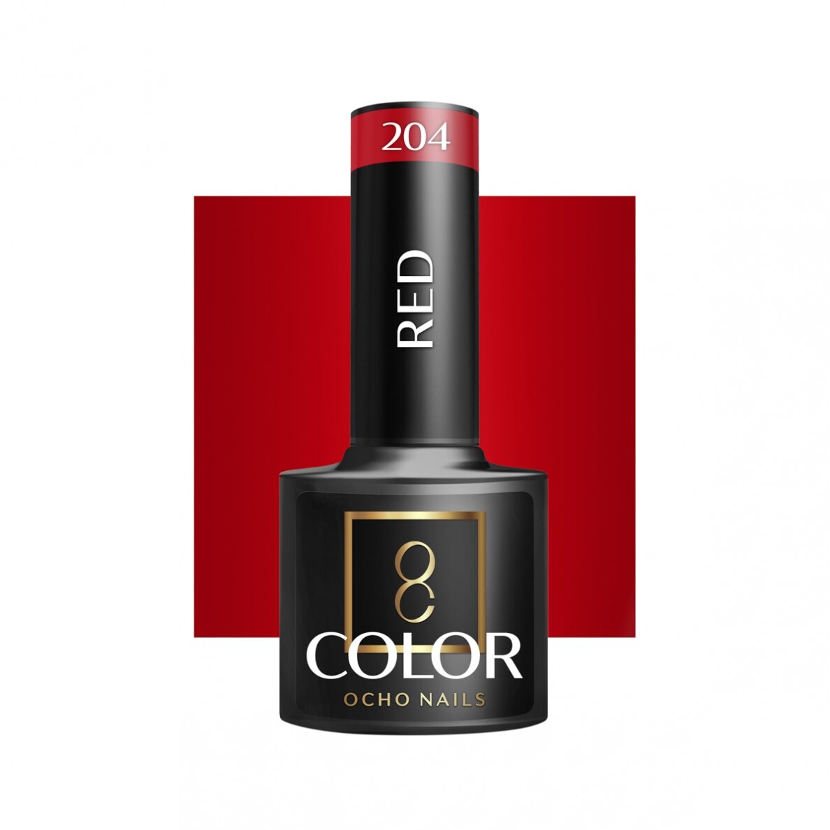 OCHO NAILS ilgalaikis hibridinis nagų lakas manikiūrui RED 204, 5 g. OCHO NAILS ilgalaikis hibridinis nagų lakas manikiūrui RED 204, 5 g.