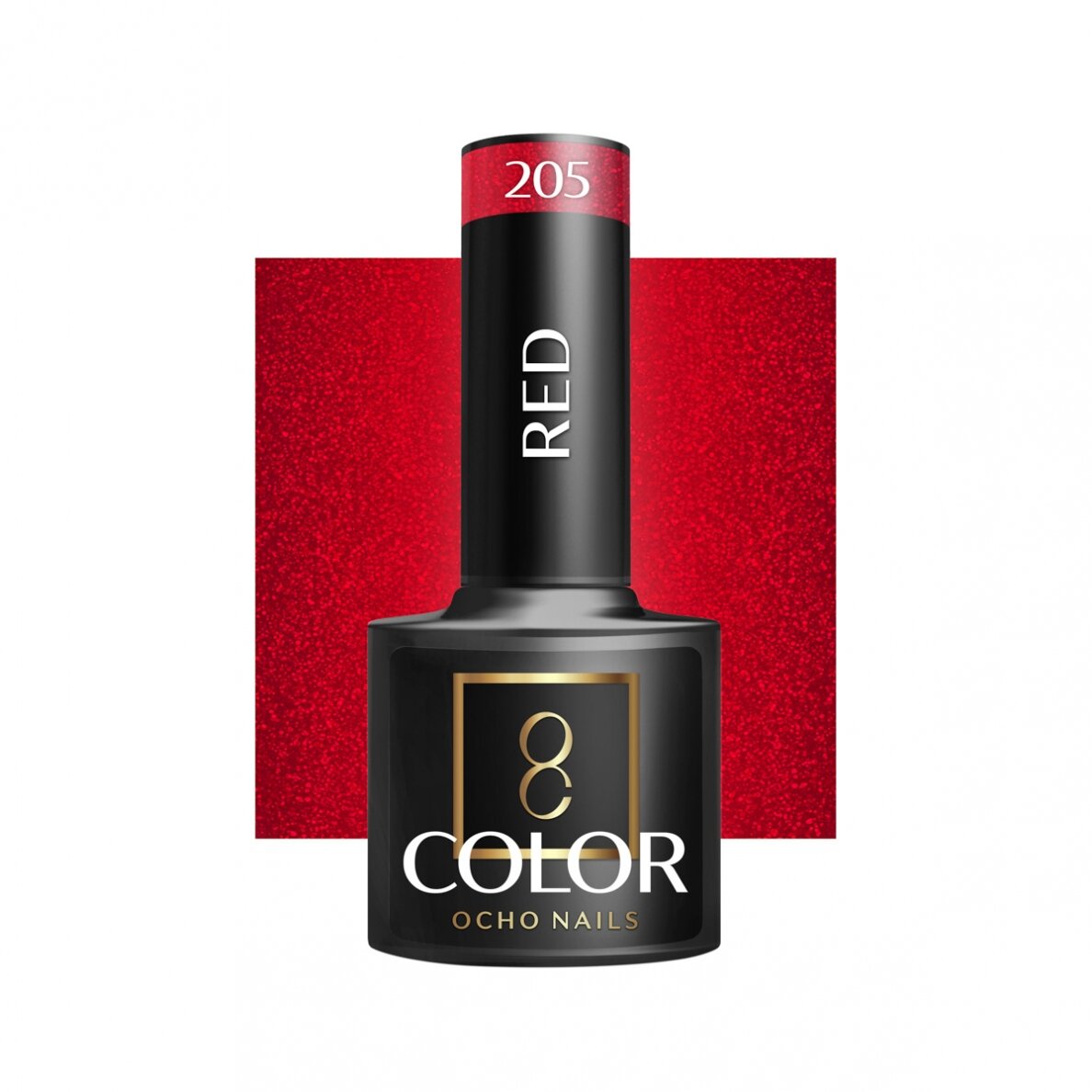OCHO NAILS ilgalaikis hibridinis nagų lakas manikiūrui RED 205, 5 g. OCHO NAILS ilgalaikis hibridinis nagų lakas manikiūrui RED 205, 5 g.