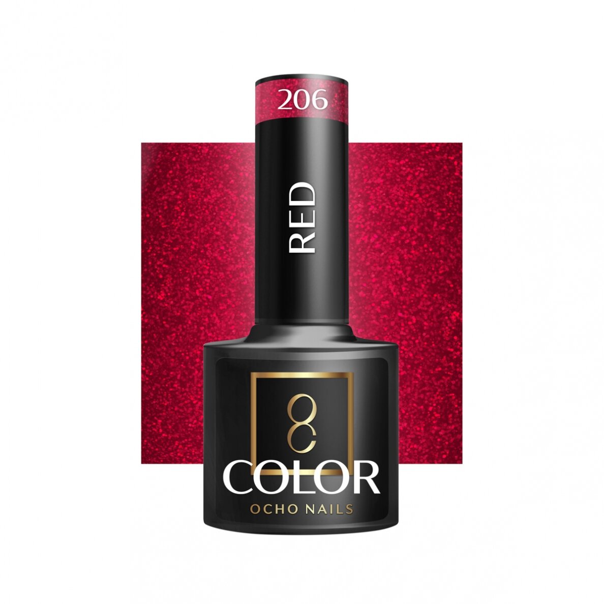 OCHO NAILS ilgalaikis hibridinis nagų lakas manikiūrui RED 206, 5 g. OCHO NAILS ilgalaikis hibridinis nagų lakas manikiūrui RED 206, 5 g.
