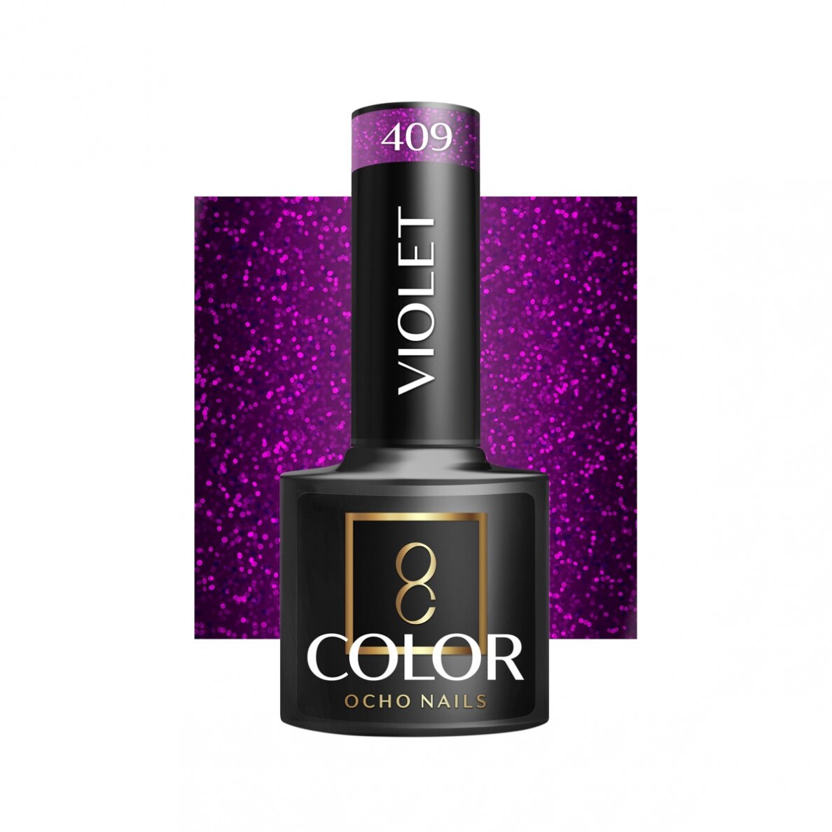 OCHO NAILS ilgalaikis hibridinis nagų lakas manikiūrui VIOLET 409, 5 g. OCHO NAILS ilgalaikis hibridinis nagų lakas manikiūrui VIOLET 409, 5 g.