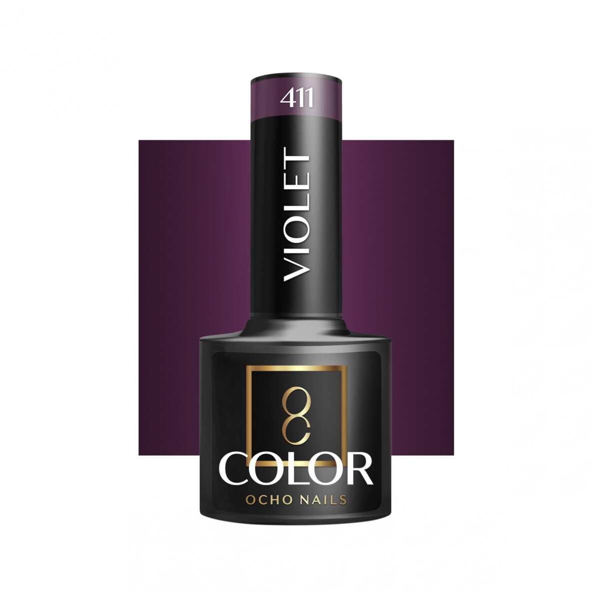OCHO NAILS ilgalaikis hibridinis nagų lakas manikiūrui VIOLET 411, 5 g. OCHO NAILS ilgalaikis hibridinis nagų lakas manikiūrui VIOLET 411, 5 g.