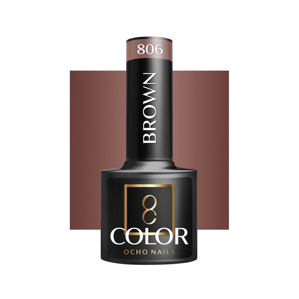 OCHO NAILS ilgalaikis hibridinis nagų lakas manikiūrui BROWN 806, 5 g. OCHO NAILS ilgalaikis hibridinis nagų lakas manikiūrui BROWN 806, 5 g.