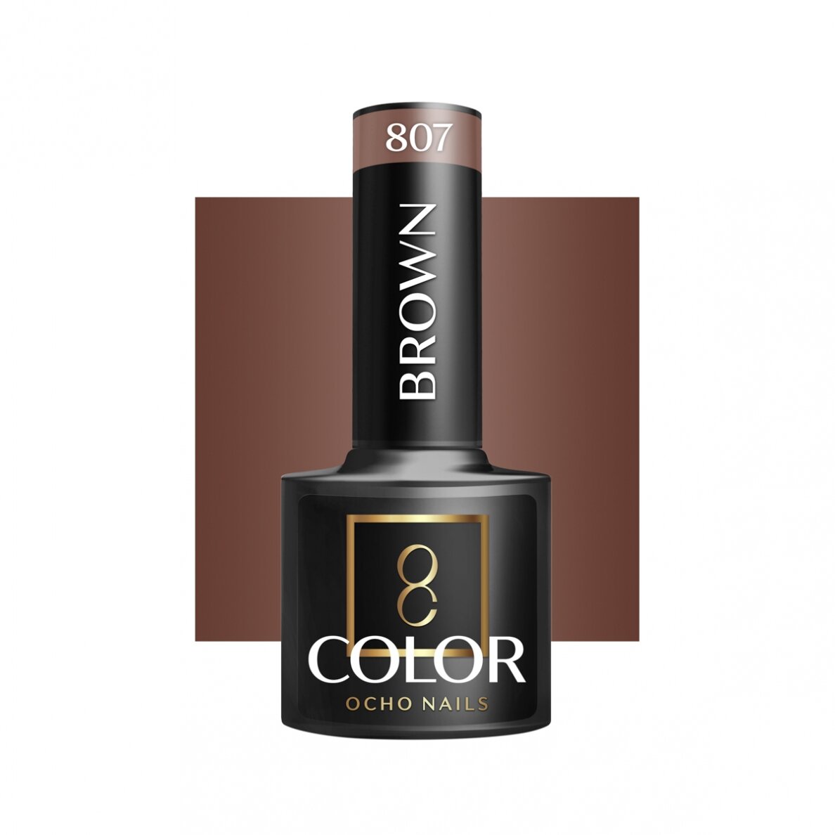 OCHO NAILS ilgalaikis hibridinis nagų lakas manikiūrui BROWN 807, 5 g. OCHO NAILS ilgalaikis hibridinis nagų lakas manikiūrui BROWN 807, 5 g.
