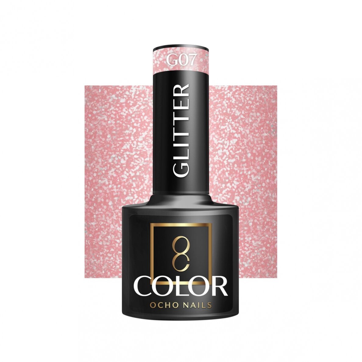 OCHO NAILS ilgalaikis hibridinis nagų lakas manikiūrui GLITTER G07, 5 g. OCHO NAILS ilgalaikis hibridinis nagų lakas manikiūrui GLITTER G07, 5 g.