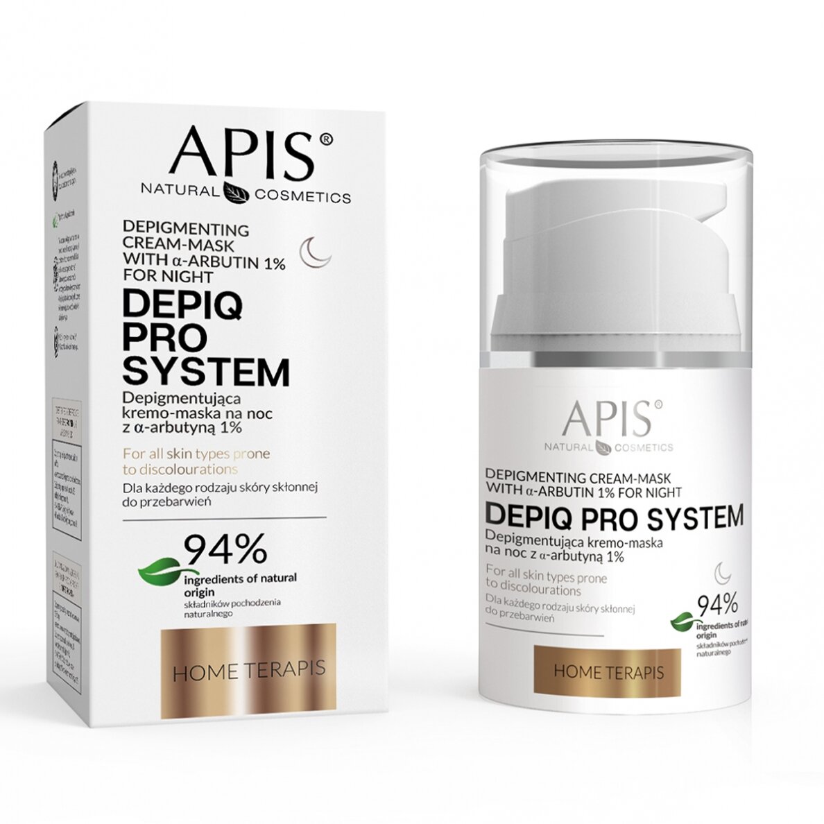 APIS DEPIQ PRO SYSTEM depigmentuojanti naktinio kremo kaukė su α-arbutinu 1 %, 50 ml APIS DEPIQ PRO SYSTEM depigmentuojanti naktinio kremo kaukė su α-arbutinu 1 %, 50 ml