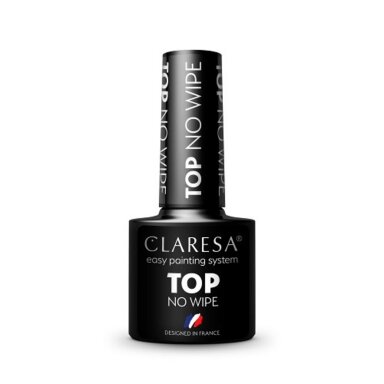 CLARESA hibridinis nagų lako viršutinis sluoksnis TOP NO WIPE, 5 g. CLARESA hibridinis nagų lako viršutinis sluoksnis TOP NO WIPE, 5 g.