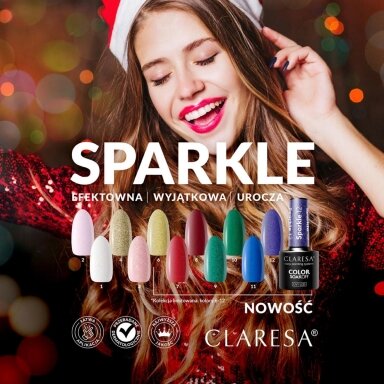 CLARESA ilgalaikis hibridinis nagų lakas SPARKLE 12, 5 g. CLARESA ilgalaikis hibridinis nagų lakas SPARKLE 12, 5 g.