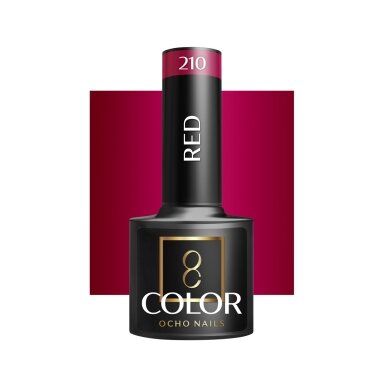 OCHO NAILS ilgalaikis hibridinis nagų lakas RED 210, 5 g. OCHO NAILS ilgalaikis hibridinis nagų lakas RED 210, 5 g.