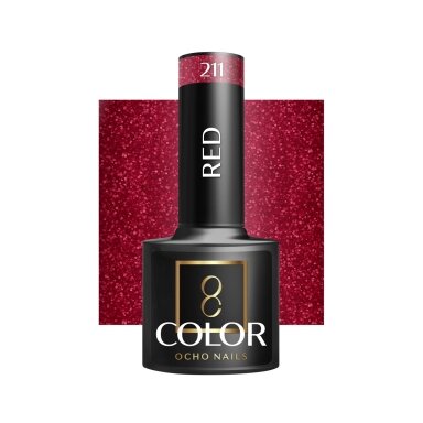 OCHO NAILS ilgalaikis hibridinis nagų lakas manikiūrui RED 211, 5 g.