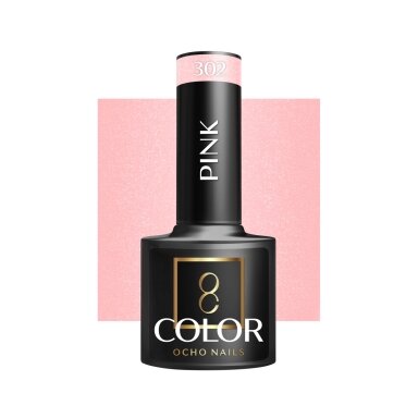 OCHO NAILS ilgalaikis hibridinis nagų lakas manikiūrui PINK 302, 5 g.
