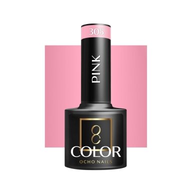 OCHO NAILS ilgalaikis hibridinis nagų lakas manikiūrui PINK 305, 5 g. OCHO NAILS ilgalaikis hibridinis nagų lakas manikiūrui PINK 305, 5 g.
