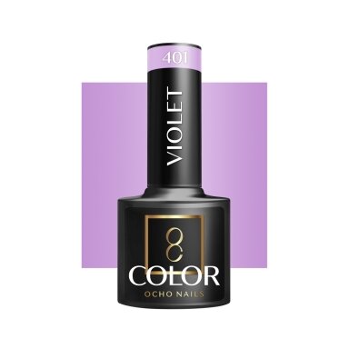 OCHO NAILS ilgalaikis hibridinis nagų lakas manikiūrui VIOLET 401, 5 g. OCHO NAILS ilgalaikis hibridinis nagų lakas manikiūrui VIOLET 401, 5 g.