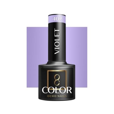 OCHO NAILS ilgalaikis hibridinis nagų lakas manikiūrui VIOLET 402, 5 g. OCHO NAILS ilgalaikis hibridinis nagų lakas manikiūrui VIOLET 402, 5 g.