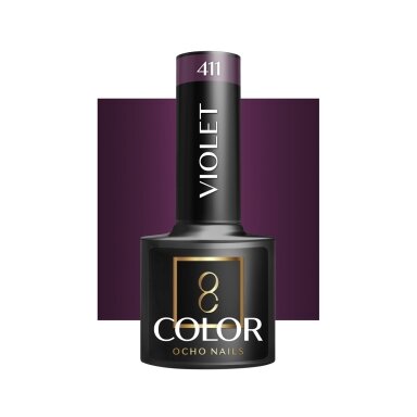 OCHO NAILS ilgalaikis hibridinis nagų lakas manikiūrui VIOLET 411, 5 g.