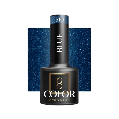 OCHO NAILS ilgalaikis hibridinis nagų lakas manikiūrui BLUE 510, 5 g. OCHO NAILS ilgalaikis hibridinis nagų lakas manikiūrui BLUE 510, 5 g.