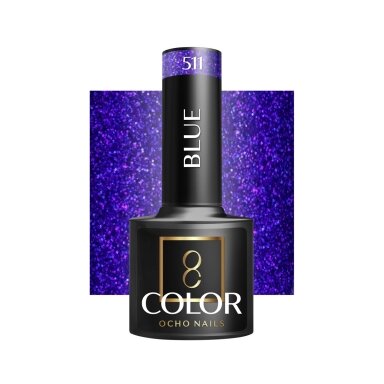OCHO NAILS ilgalaikis hibridinis nagų lakas manikiūrui BLUE 511, 5 g. OCHO NAILS ilgalaikis hibridinis nagų lakas manikiūrui BLUE 511, 5 g.