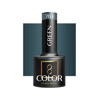 OCHO NAILS ilgalaikis hibridinis nagų lakas manikiūrui GREEN 704, 5 g. OCHO NAILS ilgalaikis hibridinis nagų lakas manikiūrui GREEN 704, 5 g.