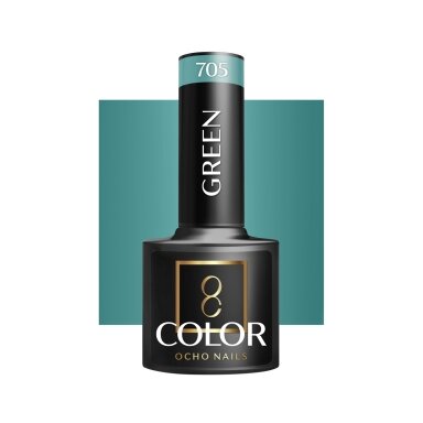 OCHO NAILS ilgalaikis hibridinis nagų lakas manikiūrui GREEN 705, 5 g. OCHO NAILS ilgalaikis hibridinis nagų lakas manikiūrui GREEN 705, 5 g.