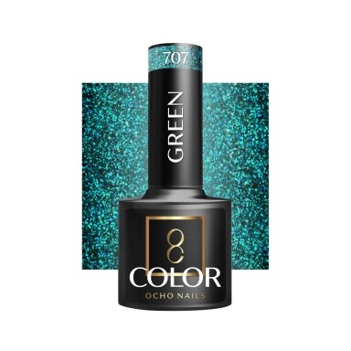 OCHO NAILS ilgalaikis hibridinis nagų lakas manikiūrui GREEN 707, 5 g.