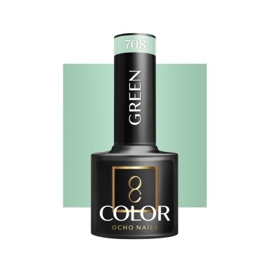 OCHO NAILS ilgalaikis hibridinis nagų lakas manikiūrui GREEN 708, 5 g.
